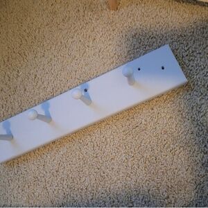 Farmhouse modern Wooden Coat shoe hat purse painted light gray wall Rack